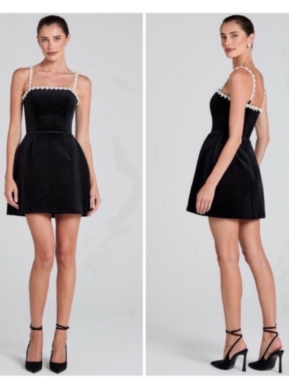 Nadine Merabi Em Velvet Black Pearl Mini Dress - Picture 4 of 11